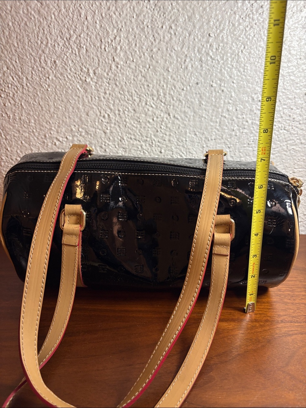 Arcadia Italian Black Genuine PATENT LEATHER Speedy Satchel - Picture 11 of 12